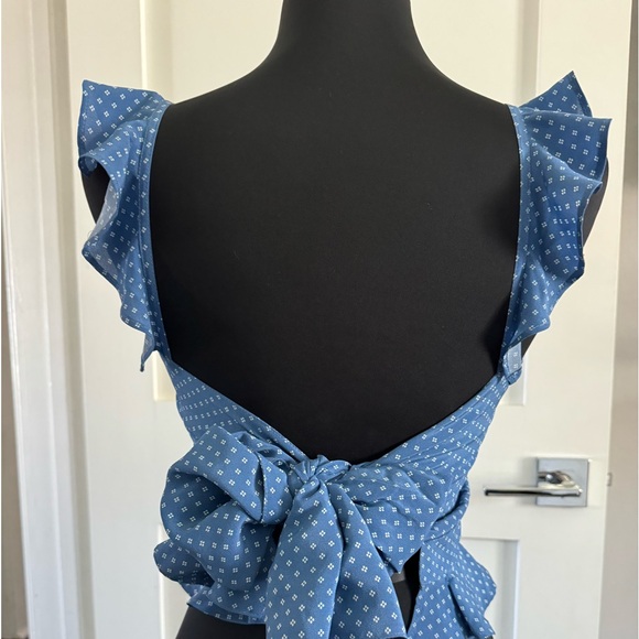 NWOT Chan Luu for Anthropologie Silk Cropped Ruffle Tank Top SZ S like new - Picture 2 of 4